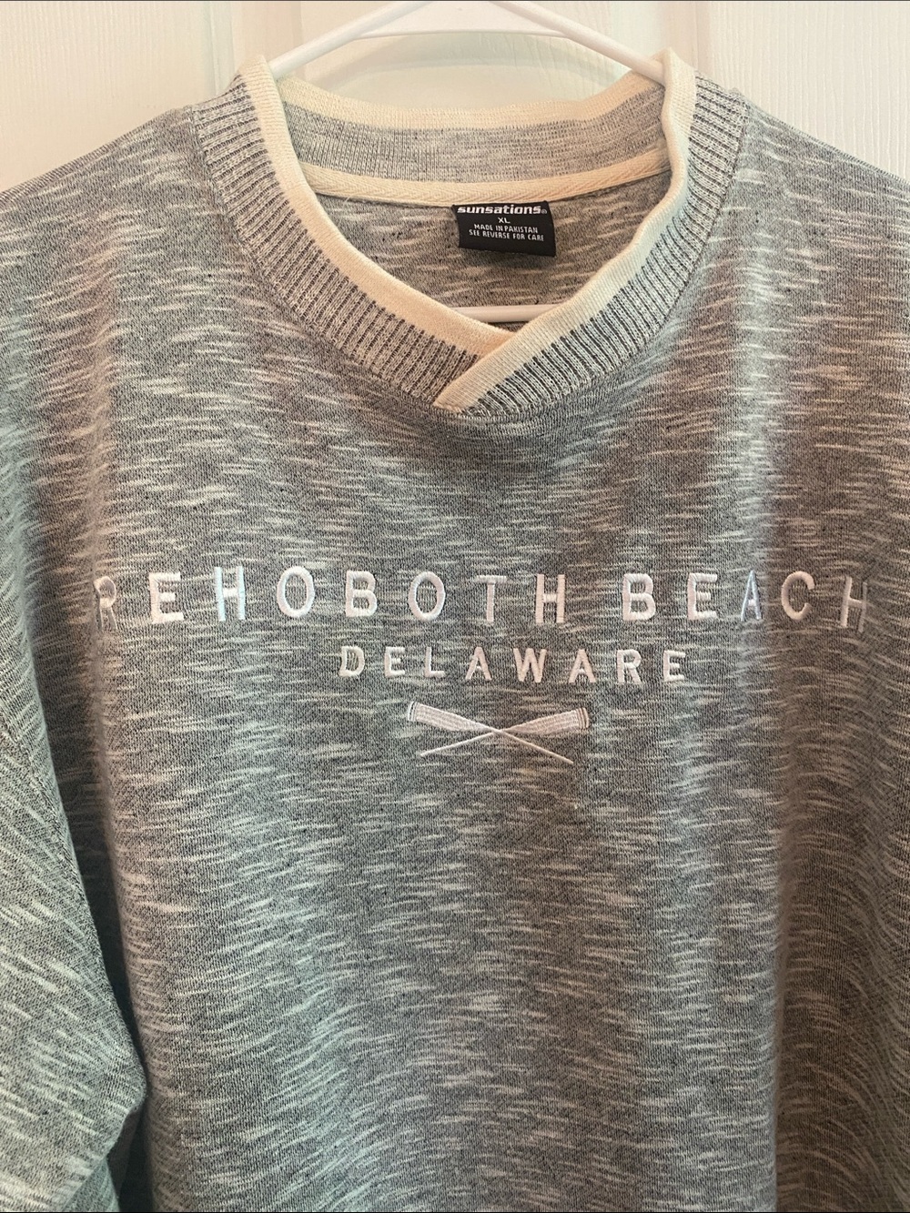 Vintage Rehobeth Beach Delaware XL Embroidered Men's Gray Heather Sweatshirt
